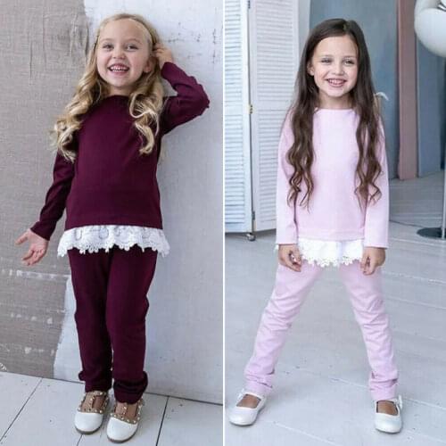 2PCS Toddler Kids Baby Girl Cotton Clothes T-shirt Tops Pants Outfits Tracksuit