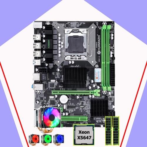 HUANANZHI X58 Pro motherboard CPU RAM set brand motherboard with CPU Intel Xeon X5647 2.93GHz 6 heatpipes cooler RAM 32G(2*16G)