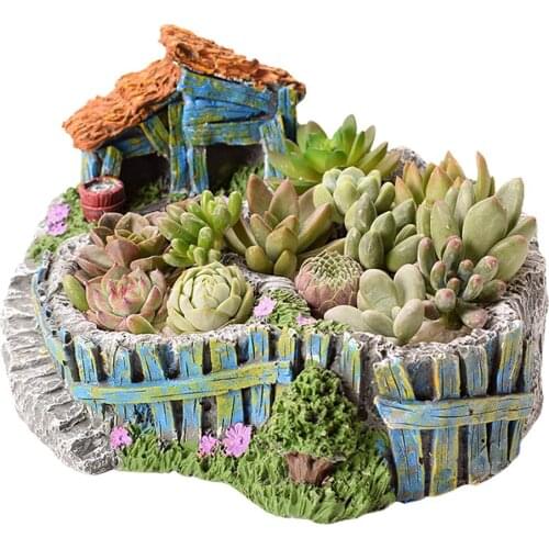 Creative Resin House Decoration Succulent Holder Succulent Flowerpot Desktop Ornament Plants Holder Home Decorations Accessorie