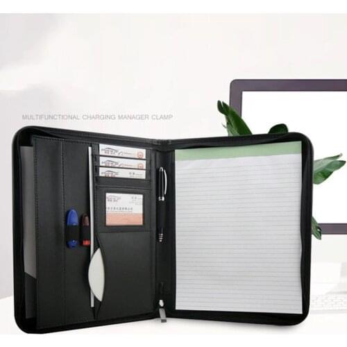 Customize Logo A4 Modern Manager Document Bag PU Leather File Folder Lager Small Side Pockets Card Holder Pen Holder Stationery