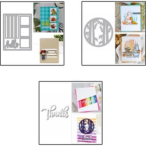 Metal Cutting Dies Thanks Hello Highlight Font Words Tree Circle Square Strip Frame DIY Scrapbooking Decoration Album 2020