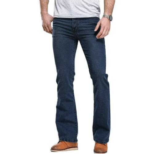 2021 Mens Slim Fit Micro Flare Jeans Blue Black Jeans Mens Designer Classic Stretch Denim