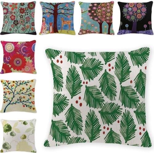 Trees Cushion Covers Tree of Life Cotton Linen Pillow Cover Morocco Decorative Pillows Flower Cushion Cover for Sofa Mom Present