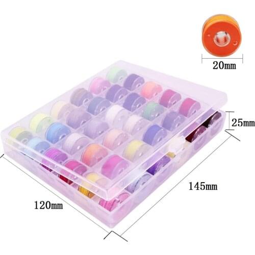 36Pcs Colorful Sewing Thread Home Sewing Machine Bobbin Thread Transparent Hollow Bobbin Thread Spool Storage Case sewing tools
