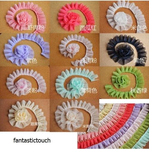 Novelty DIY 10 Yards/lot 5cm Width Hot 3D Lace Mesh Fabric 2 Layer Mesh Ruffles Lace DIY Accessories