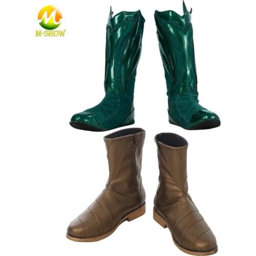 Superhero Arthur Curry Cosplay Shoes Green Boots Men Men Fancy Shoes for Halloween Carnival Party