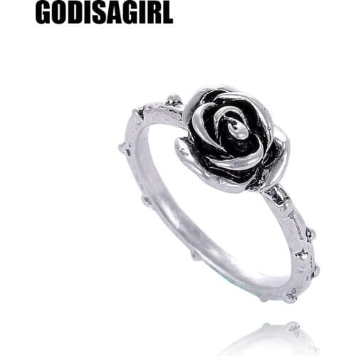 Wholesale High Quality Best Friend Gift Antique Silver Plated Ring cute flower Fashion Rings For Women