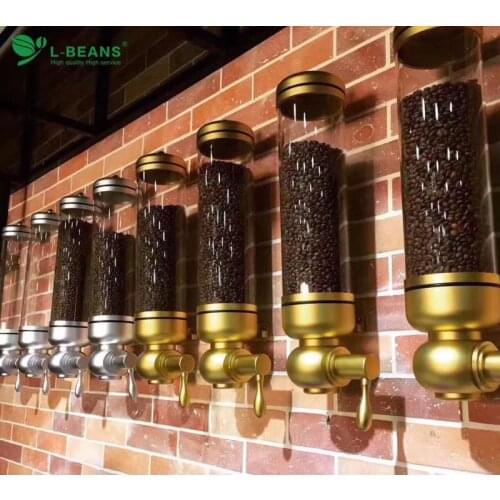Aluminium alloy &acrylic 1800g coffee bean dispenser/coffee bean container stand/coffee bean canister/suspension sealed jar