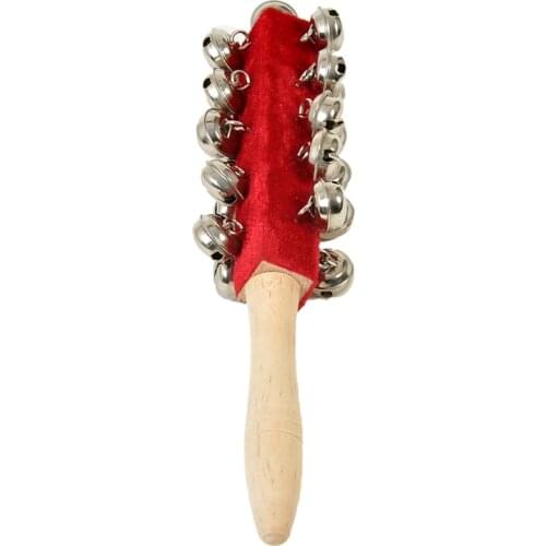21 Bells Rattles Wooden Handle Shaking Handbell Toddler Rattles Kids Baby Toys Musical Percussion Instrument Educational Toy