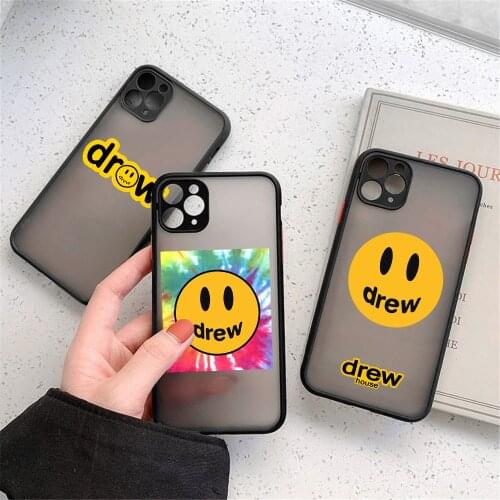 Luxury Brand Drew House Clear Phone Case For iPhone 12 11 Pro Max XR XS X SE2020 7 8 6Plus Shockproof Hard PC Cover Matte Fundas