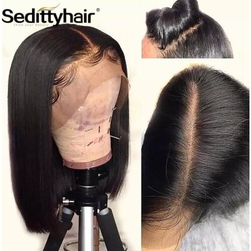 Lace Front 13x4 Straight Bob Wig Pre Plucked with Baby Hair Human Hair Wig Brazilian Remy Hair Frontal Short Bob Wig Black Women