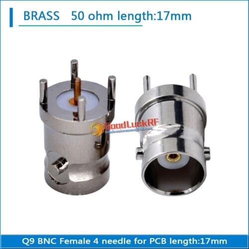 Q9 BNC Female Plug solder cup PCB 4 needle 17mm High-quality Nickel Plated 50 ohm Brass RF Connector Coaxial Adapters