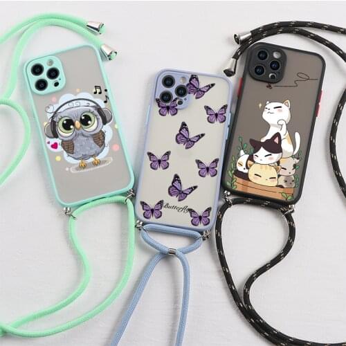 Neck Lanyard Strap Cord Case For Samsung Galaxy A32 A72 A71 A51 A52 A70 A30 A31 A30 A10 A21s S21 S20 FE S10 Plus S8 S9 Soft Capa