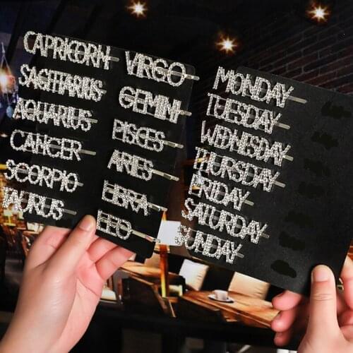 Constellation Gemini Aries Virgo Hairpins Girls Crystal Rhinestone Hair Clip Women Styling Hair Jewelry hair pins for women