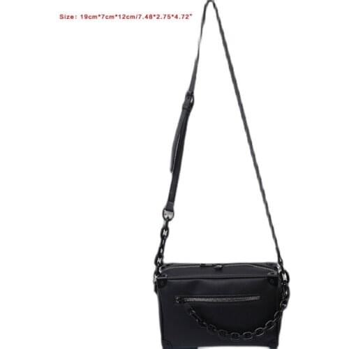 63HC PU Leather Chain Shoulder Bags Unisex Box Square Crossbody Handbags Mini Purses Messenger Bag with Adjustable Strap