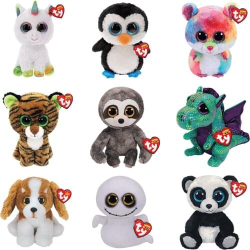 Ty Big Eyed Ladybug Walrus Hamster Kangaroo Bird Chick Kangaroo Tiger Plush Kids Stuffed Animals Toys For Children Gifts 15CM