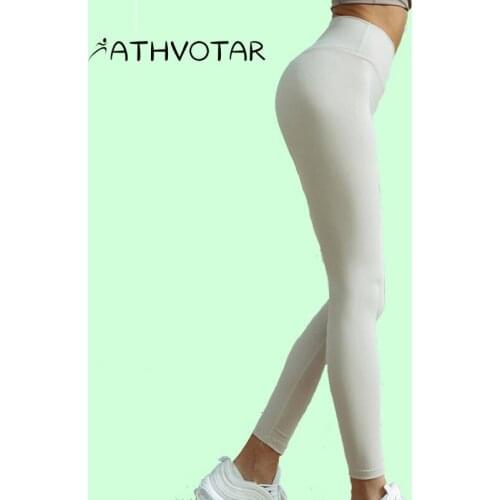 ATHVOTAR Solid Women Pants High Waist Hip Lift Running Sport Yoga Leggings Tights Fitness Quick Dry Nudity Sexy Gym Clothing