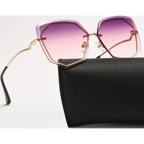 Women Rimless Cat Eye Sunglasses Luxury Brand Design Women Metal Sun glasses Fashion Shades UV400 Eyewear oculos de sol