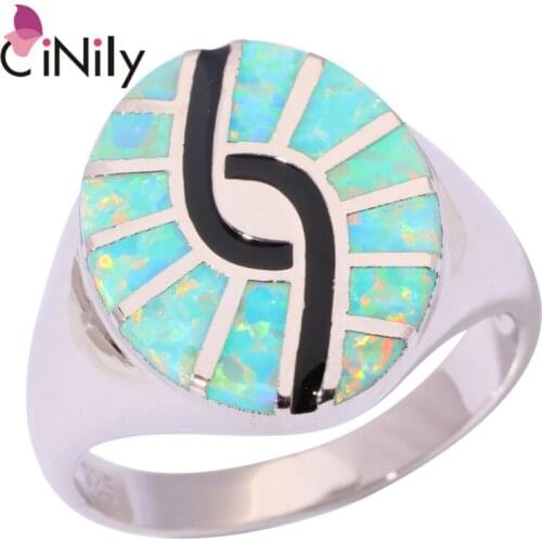CiNily Created Green Fire Opal Silver Plated Wholesale Hot Sell Fashion Jewelry for Women Party Gift Ring Size 9 10 11 OJ9086
