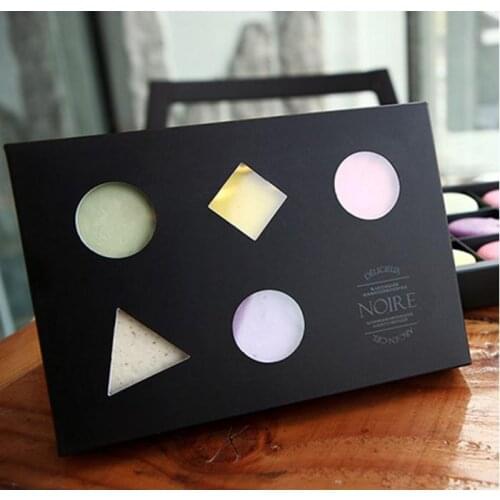 100pcs/lot New geometric creative design Dessert Macaron box 6/12 cavities colorful macarons pastry packaging boxes SN337