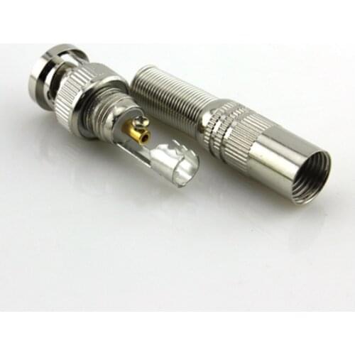 100pcs/lot BNC Male Connector for RG-59 Coaxical Cable, Brass End, Crimp, Cable Screwing, CCTV Camera BNC connector