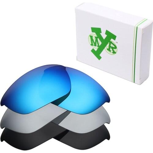 3 Pairs Mryok POLARIZED Replacement Lenses for Oakley Half Jacket 2.0 Sunglasses Stealth Black & Ice Blue & Silver Titanium