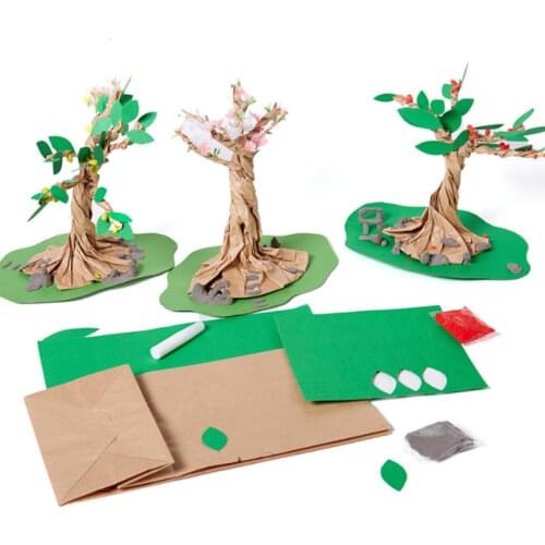 Handmade 3D DIY Fruit Tree Leaf Childlen Early Learning Education Art Paper Stickers Craft Toys For Kids Home Decoration