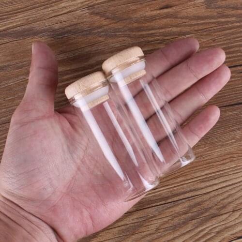5pcs 40ml 30*80mm Glass Bottles with Solid Wood Caps Glass Jars Spice Jars Wishing Bottles Glass vessels Drifting Bottles