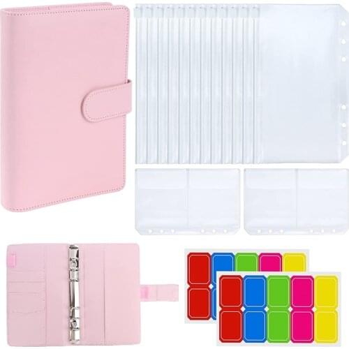 A6 PU Leather Budget Organizer Binder Sets, They Are Great for Storage Cash, Coins, Checks, Receipts