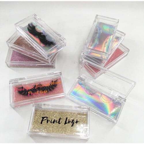 Print Logo Acrylic Rectangle Lash Box with Best Seller 25mm 3D Real Mink Lashes Custom Clear Case