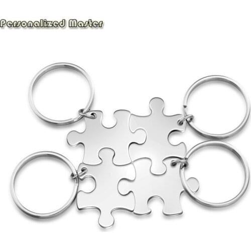 Personalized Master Engrave Word Key Chains Custom Name Stainless Steel Jigsaw Puzzles Keychain Friendship Besties Lovers Family