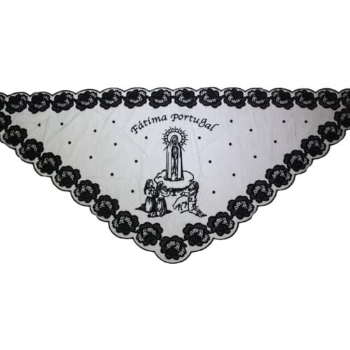 Fitima Portugal Black Catholic Veil Flocking Church Head Coverings Veil Mantilla