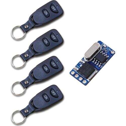 DC3.5v 3.7v 5v 6v 7.4v 8.4v 9v 12v RF Micro Wireless Remote Control Switch System Radio Control Switch Receiver + 4 Transmitter