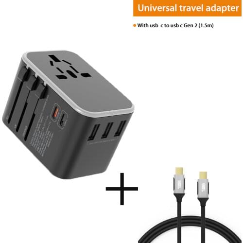Dual usb TYPE-C PD18w travel charger adapter cable worldwide travel socket for iPhone Xs Max with Dual USB C PD charging cable