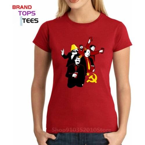 Soviet CCCP Hammer Sickle logo T-shirt Great Leaders Communist Party Lenin Stalin Chairman Mao Fidel Castro Women T shirt