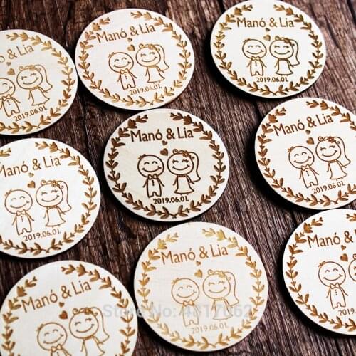 Customized Wedding Wood Favors, Save The Date Wood Magnets, Engraved Wood Wedding Gifts For Guests Wedding Souvenirs Decoration