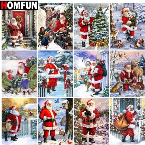 HOMFUN Rhinestone Painting Crystal Decor Diy Diamond Painting "Santa christmas tree" 3D Cross Stitch Pattern Diamond Embroidery
