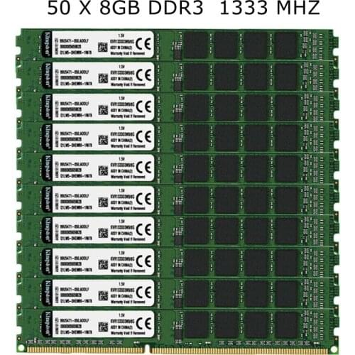 Kingston 50 pcst DDR3 8GB RAM 1333Mhz PC3-10600 1600Mhz PC3-12800 DIMM Desktop 240 Pins 1.5V NON ECC