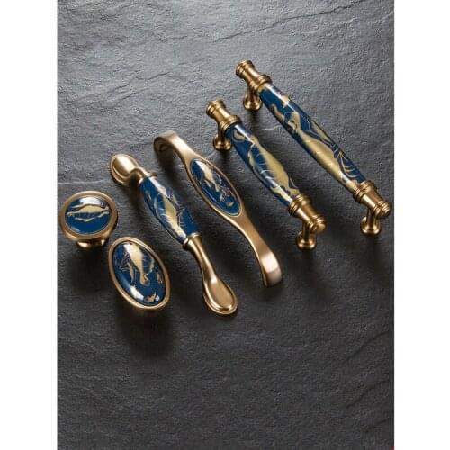 Chinese Ceramic Handle Door Drawer Handles Pull Light Luxury European Style Wardrobe Dresser Hardware Pulls Cabinet Door Knob