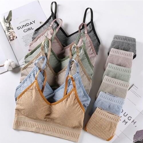 Fan·Sweet Women Bra Panties Set Active Bra Crop Top Sports Seamless Underwear Set Female Fashion Bra and Panty Set Sexy Lingerie