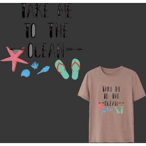Summer Beach Star Heat Transfer For Clothing Starfish Take me to the Ocean Thermal Stickers Printed Ironing Transfer Applique