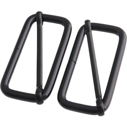 Metal Black 52mm Square Belt Bag Buckle Tri-glides Wire-formed Roller Pin Buckles Strap Slider Adjuster for Garment Jeans