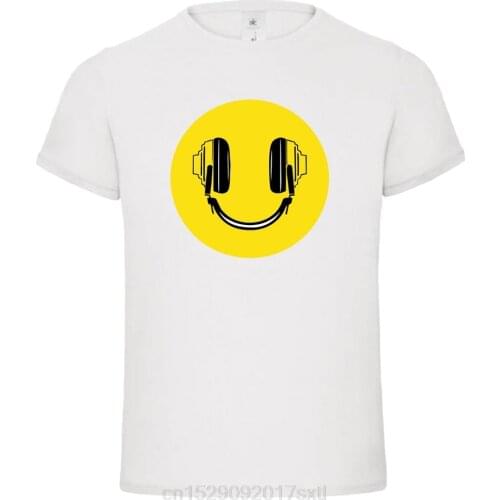 Fashion ACID DJ SMILEY HEADPHONES HOUSE 80S, mens, t shirt TEE MASHUP Tee shirt