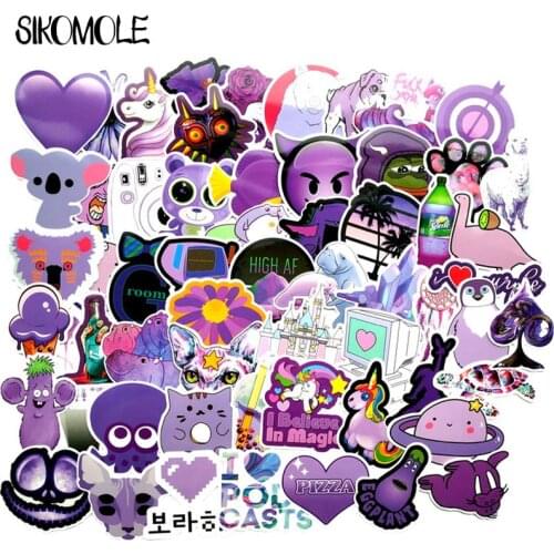 60Pcs/lot Fashion Cute Cartoon Light Purple Girls PVC Stickers Toys Decor For Car Laptop Pad Phone Trunk Guitar Bicycle Motor F4