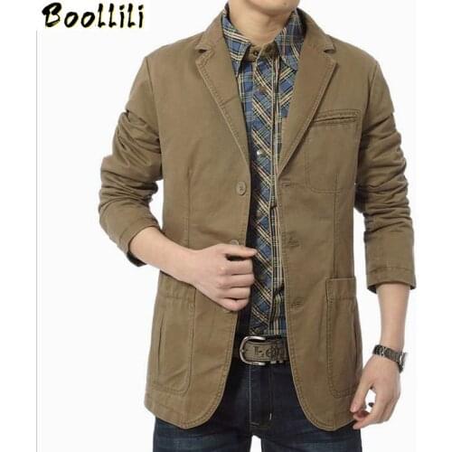 Boollili Jacket Men Autumn Casual Mens Jackets And Coats Thin Cotton Material Single Breasted Jacket Plus Size 4XL