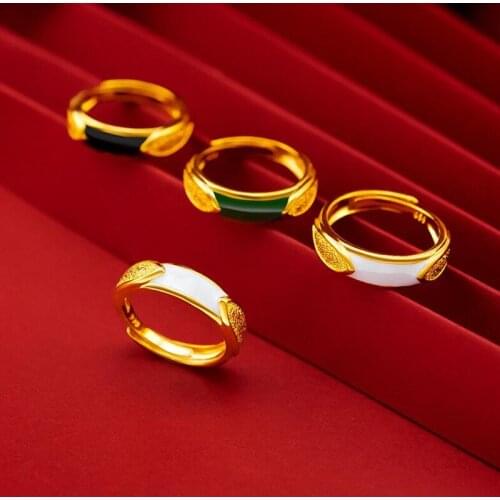 24K Gold Rings for Men Epoxy Frosted Men Rings White Green Black Gold Rings Wedding Engagement Luxury Jewelry Wholesale