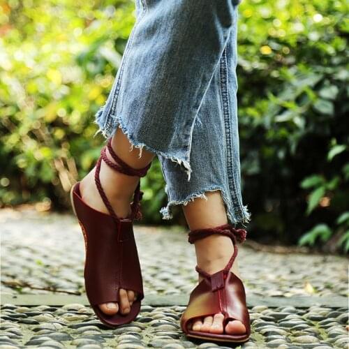 2021 Summer Chic Knitted Flat Mules Pointed Toe Lace Up Women Sandals Ankle Strap Tassels Flats Beach Half Slides Shoes Woman