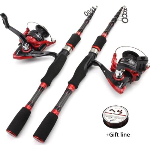 NEW 1.8m 2.1m Rod Reel Combos Spinning Fishing Rod and reel lure Pole Carbon Telescopic Fishing Rod set trout Pikes fish pole