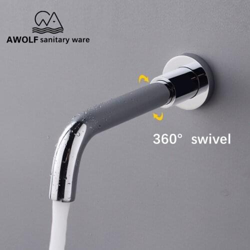 Solid Brass Wall Mounted 360 Degree Swivel Spout G1/2 Bathroom Concealed Shower Accessories For Bathtub Basin Chrome AF617