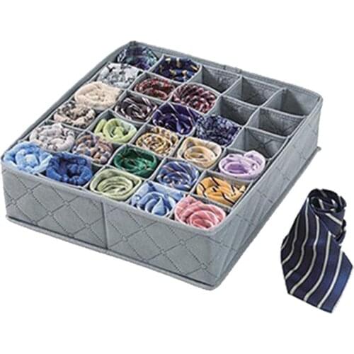 30 Grids Bamboo Charcoal Storage Box Fold Underwear Ties Socks Drawer Organizer
